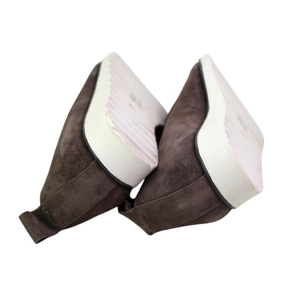 Eileen Fisher BROWN GENUINE LEATHER SUEDE WEDGE 1" ROUND TOE LOAFER SHOES Sz 9.5 - Picture 9 of 10